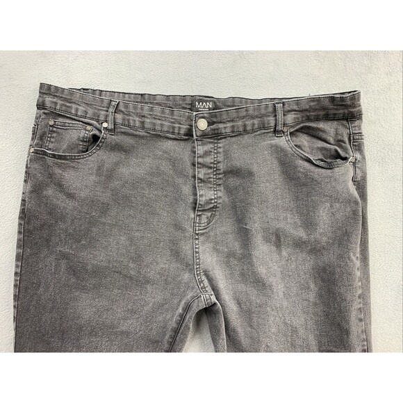 Man Boohoo Man Denim Buttonfly Jeans Men's Size 46x30 Black Dark Wash Distressed - Picture 8 of 14